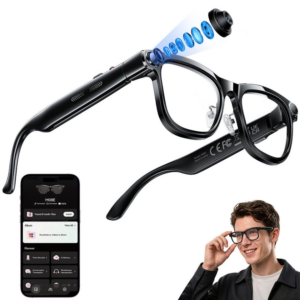 Photography Lighting Accessories - ChatGPT搭載AIスマートグラス、リアルタイム翻訳機能、1300万画素カメラ、AIコミック日記作成機能、40g超軽量、長時間バッテリー搭載