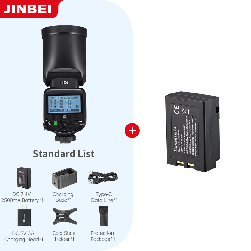 Lighting In Photography - JINBEI HD-1ラウンドヘッドHSSスピードライト屋外撮影カメラフラッシュライトリチウムイオンバッテリーキット（バッテリー付き）