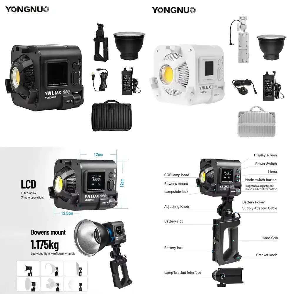 Lighting In Photography - YONGNUO YNLUX100 100W 3200K-5600K コンパクトハンドヘルドLEDビデオCOB撮影用フィルライト（写真スタジオ用）