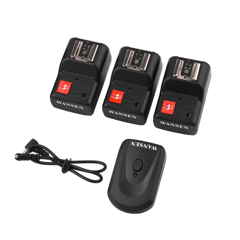 Trigger Receiver Set - 4チャンネルユニバーサルトランスミッターワイヤレスラジオフラッシュトリガーセット、3 PT-04GYレシーバー付きカメラpcスタジオフラッシュ同期コード