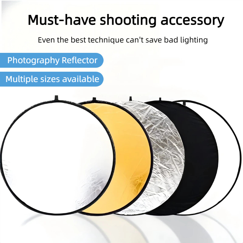 Photography Lighting For Outdoors - 2-in-1両面ゴールドシルバーリフレクター、ポータブル折りたたみ式ライトパネル、ポートレート、ライブストリーミング、スタジオ、屋外撮影用