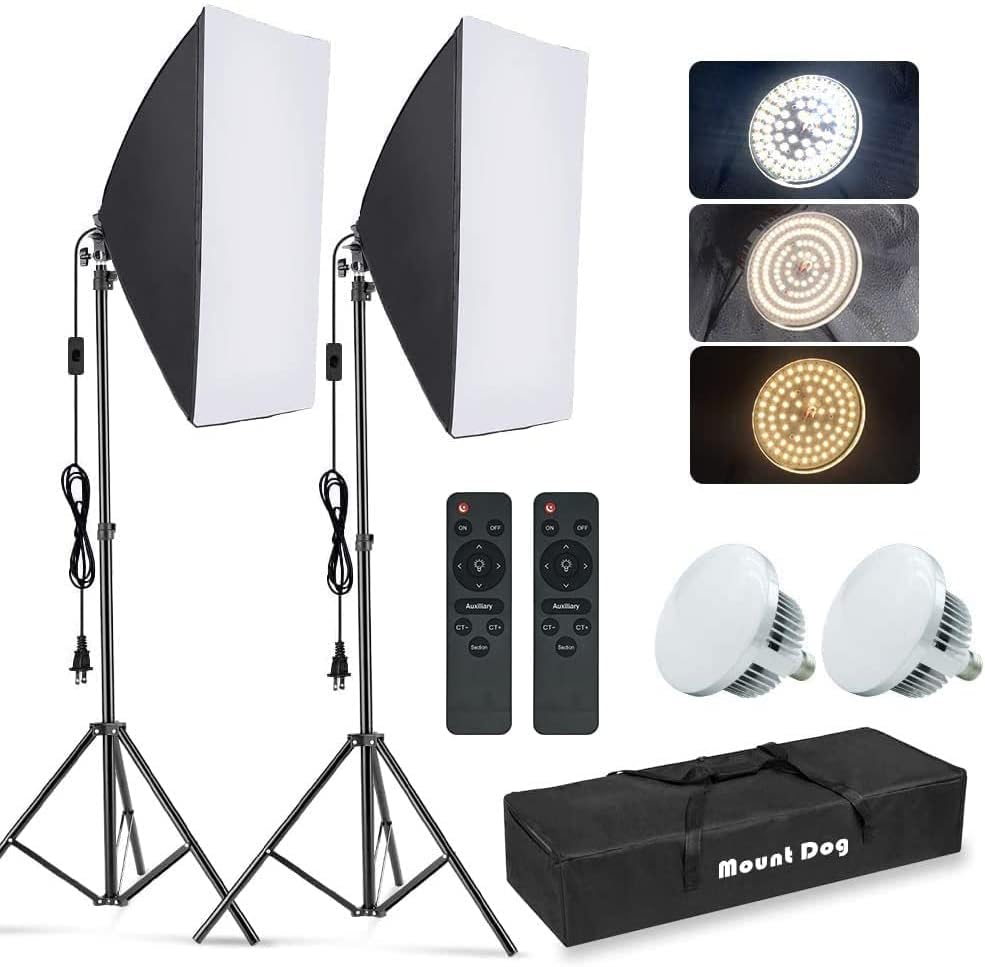 Photography Lighting Wireless - 写真用ソフトボックス照明キット、2個セット 19.7インチ x 27.5インチ 連続照明セットアップ、85W 5700K