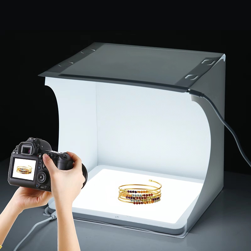 Photography Lighting Case - 20cmポータブルフォトボックス写真撮影用折りたたみ式LEDライトルームフォトスタジオライトテントソフトボックス、6色背景付き、デジタル一眼レフカメラ用