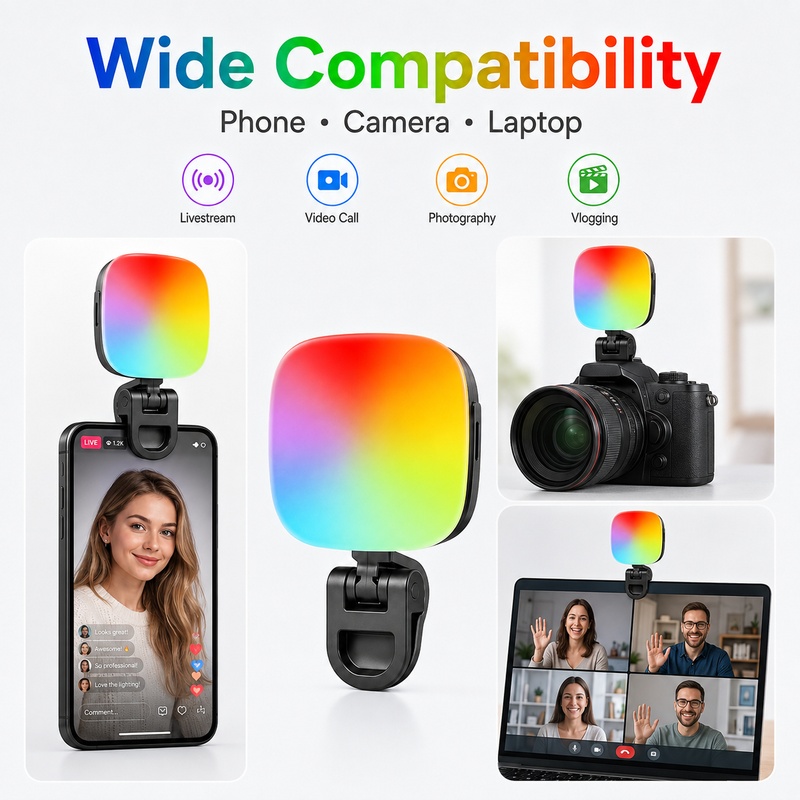 Photography Lighting For Outdoors - 携帯型RGB LEDフィルライト、ポケットサイズの手持ち撮影用ランプ、携帯電話カメラ、Vlog、ライブストリーミング、屋外写真・ビデオ用