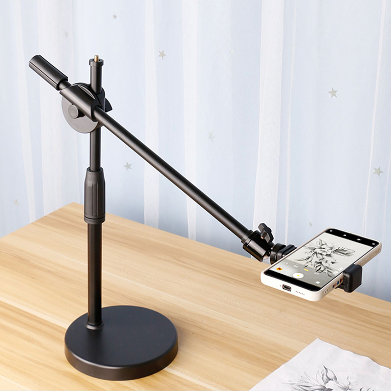 Photography Mobile Lighting - リングライトテーブル付きオーバーヘッド三脚卓上撮影スタンド三脚携帯電話ホルダー付きネイルアート写真用ブームアーム