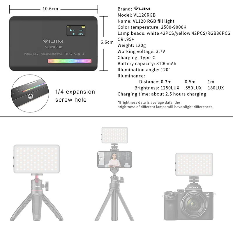 2026 New120 RGBポケットフィルライトカメラユニ - Lighting In Photography のレビューと価格