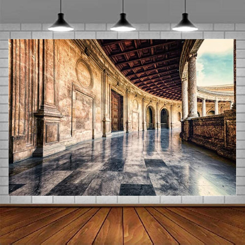 ヴィンテージ中世建築写真背景幕 都市壁 マドリード建築 レト - Vintage Photography Lighting のレビューと価格