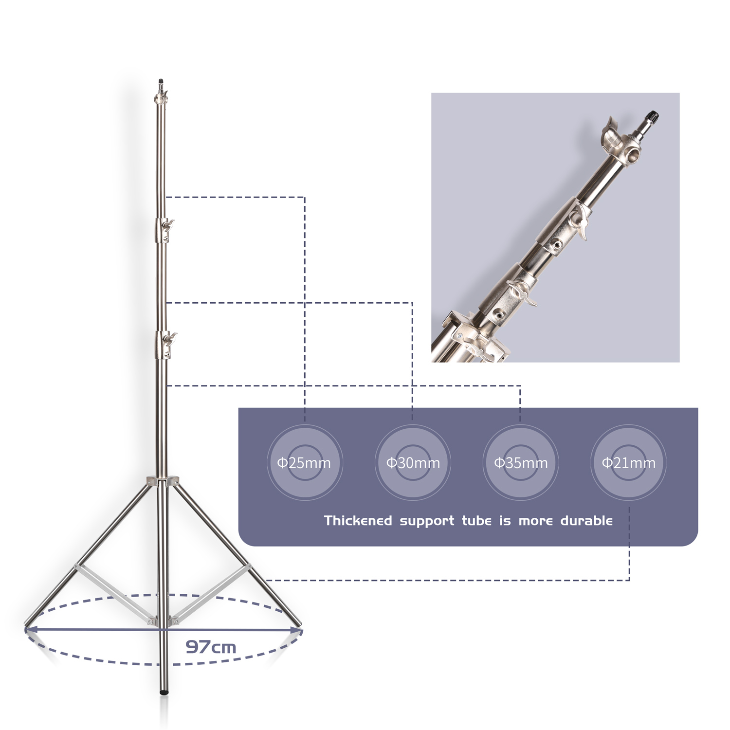 Sh-ステンレス鋼ライトスタンド、LEDライト用三脚サポート - Photography Lighting System のレビューと価格