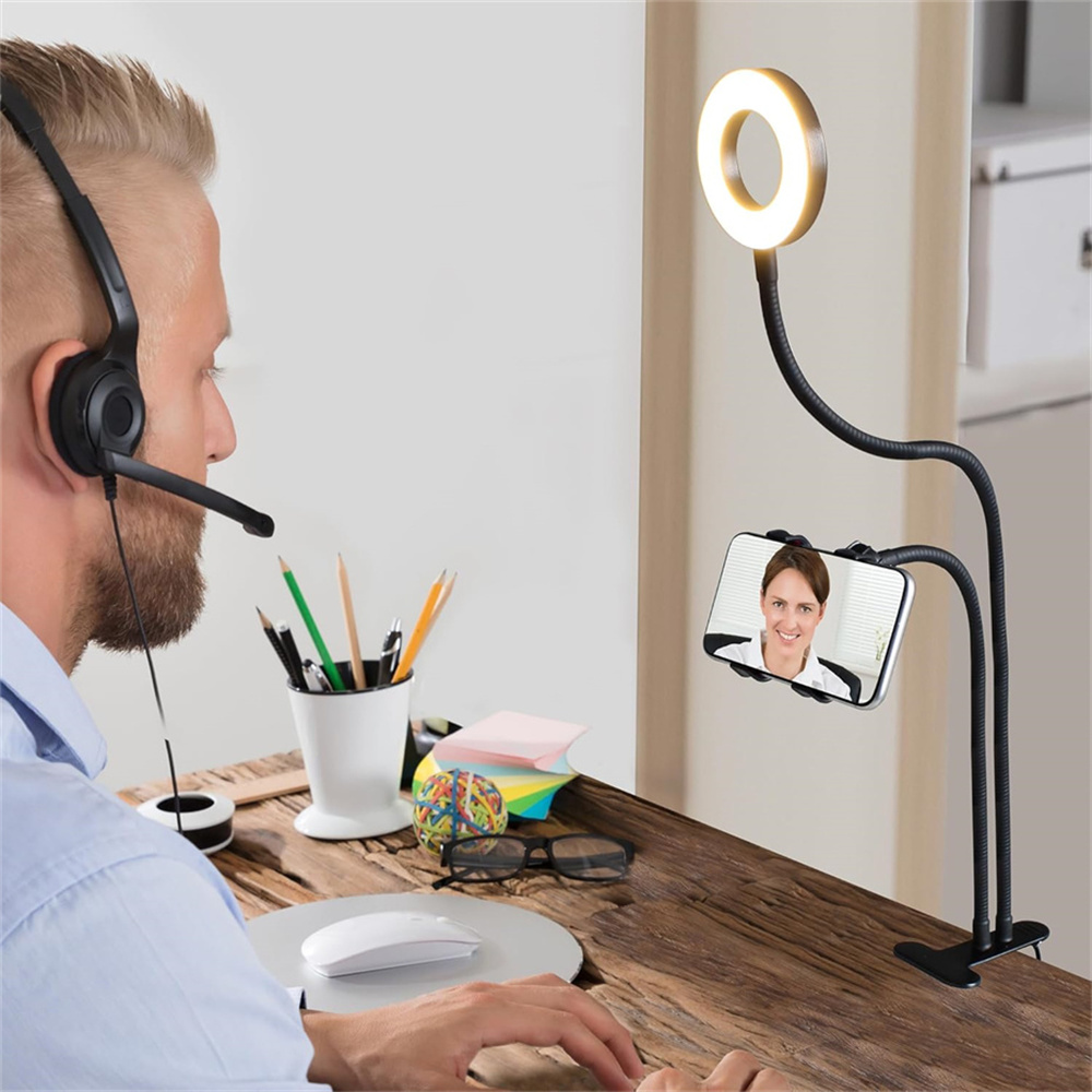 自撮りリングライト付きユニバーサルフレキシブル携帯電話ホルダ - Photography Lighting Wand のレビューと価格