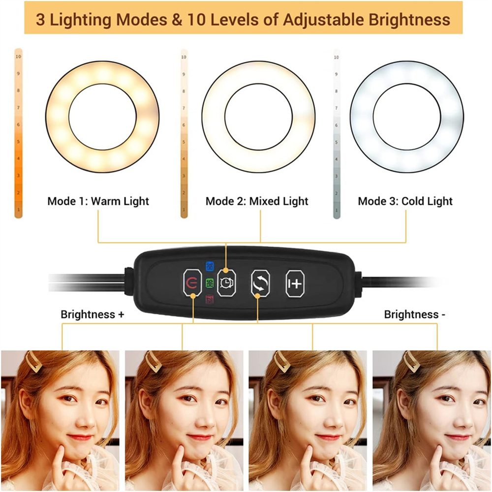 自撮りリングライト付きユニバーサルフレキシブル携帯電話ホルダ - Photography Lighting Wand のレビューと価格