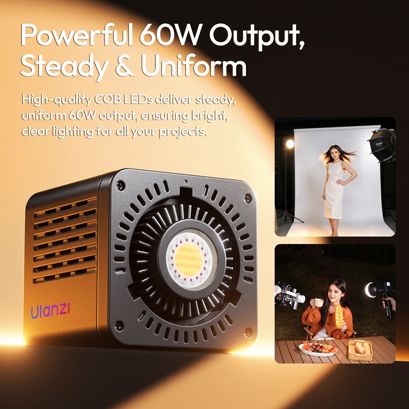 Ulanzi C60 RGB ポータブル 60W COB L - Photography Lighting System のレビューと価格