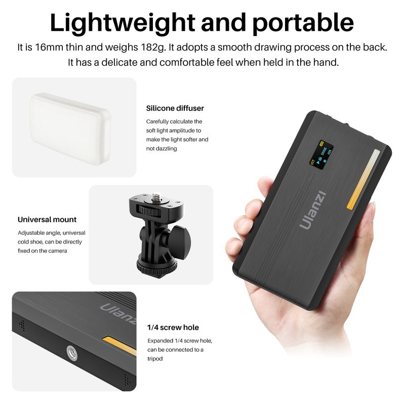 Ulanzi VL200 ソフト二色 LED ビデオライト充 - Photography Lighting Wireless のレビューと価格