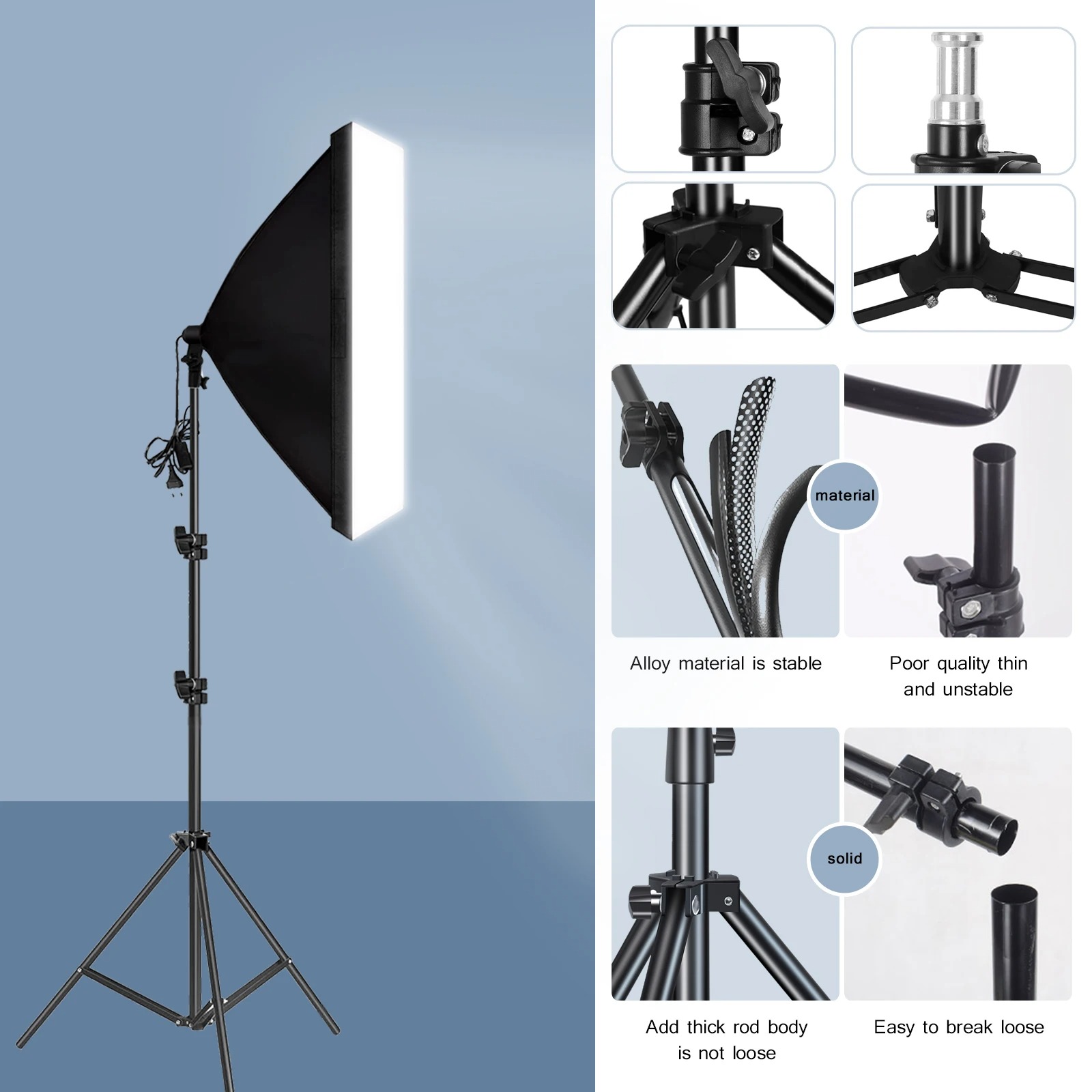 プロ写真撮影用ソフトボックス照明、三脚付きソフトボックス、E - Photography Lighting System のレビューと価格