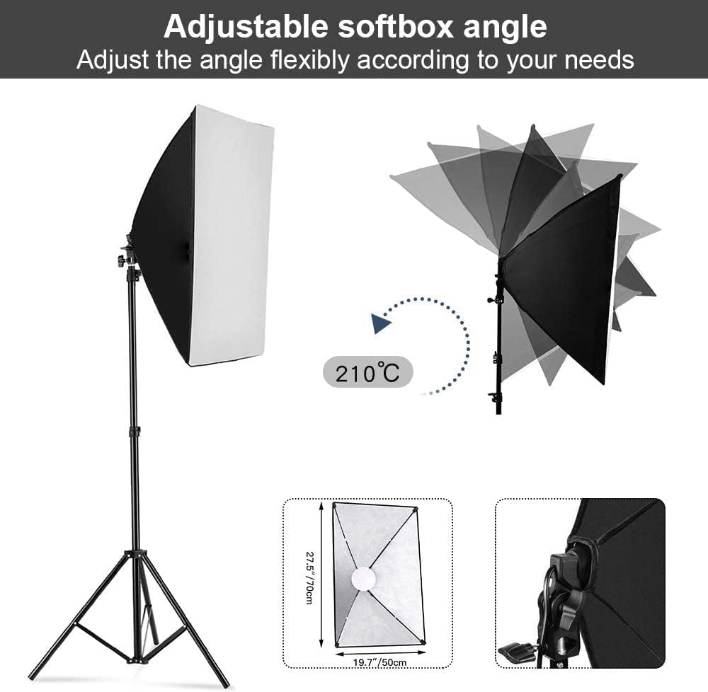 写真用ソフトボックス照明キット、2個セット 19.7インチ  - Photography Lighting Wireless のレビューと価格