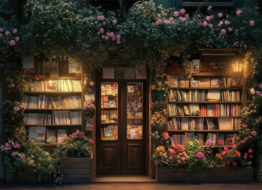 春の夜の本屋の花柄装飾ライトフラワーブック木製背景幕コンピュ - Lighting In Photography Book のレビューと価格