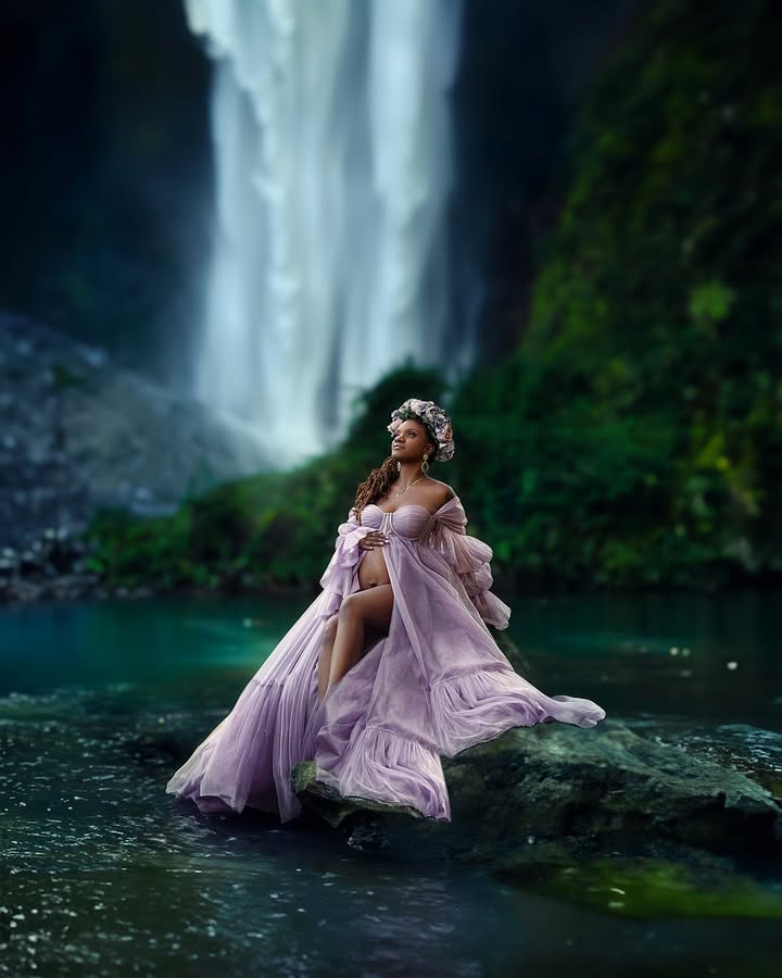 オフショルダー長袖 A ライン妊婦写真撮影ドレスフロントスリ - Vintage Photography Lighting のレビューと価格