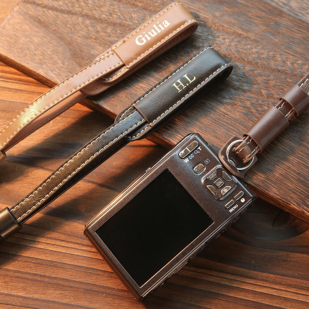 カスタムホットスタンプ名入れカメラリストストラップPUレザー - Vintage Photography Lighting のレビューと価格