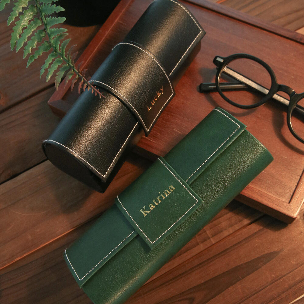 パーソナライズされたカスタム名入りレザー眼鏡ケース PU ポ - Vintage Photography Lighting のレビューと価格